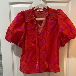 THML Red and Pink Patterned Blouse